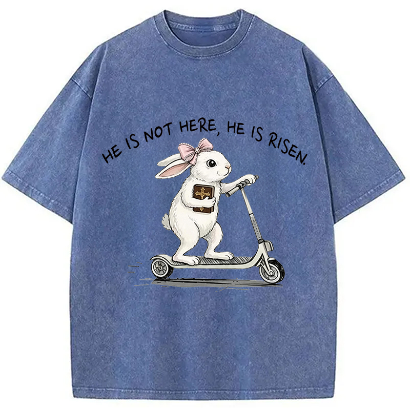 Modecanvas He Is Risen Easter Bunny DTG Printing Washed T-Shirt