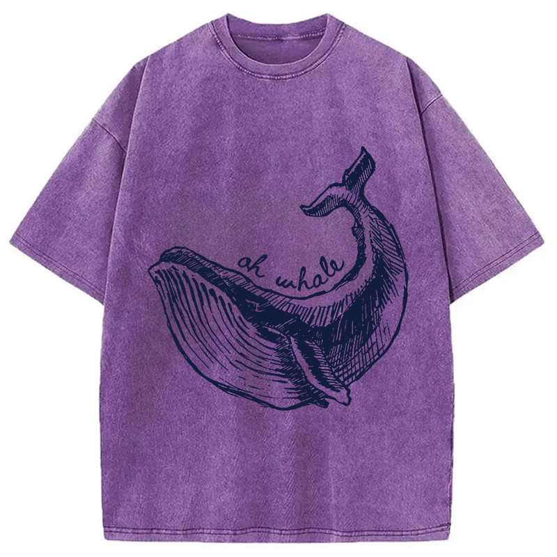 Modecanvas Ah Whale DTG Printing Washed T-Shirt