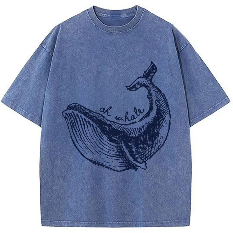 Modecanvas Ah Whale DTG Printing Washed T-Shirt