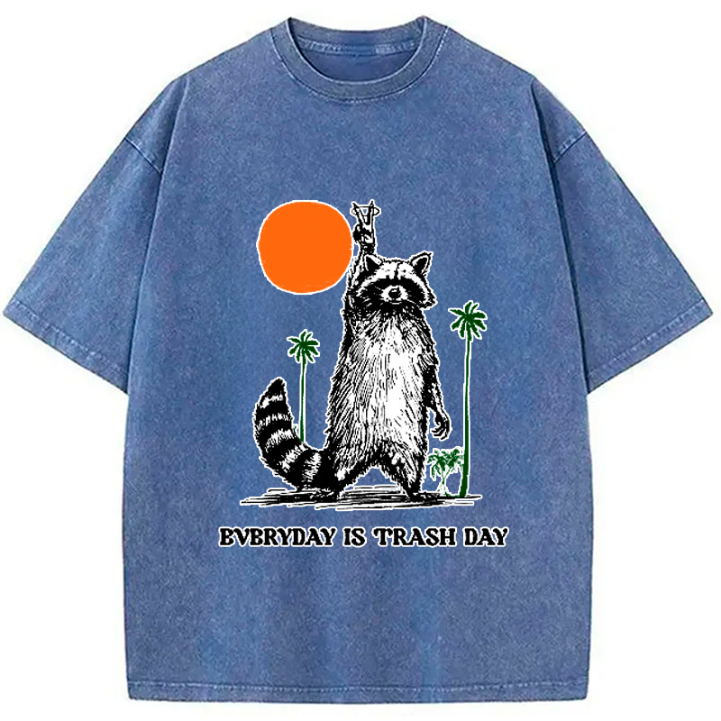 Modecanvas Everyday Is Trash Day Raccoon Washed T-Shirt