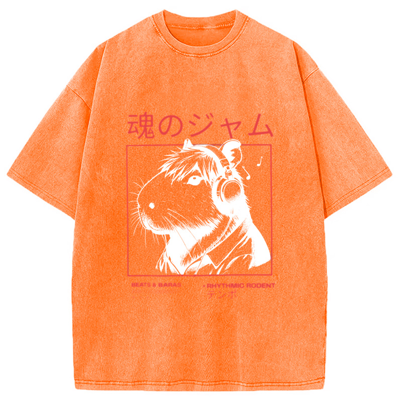 Modecanvas Japanese Capybara Soul Jam Washed T-Shirt