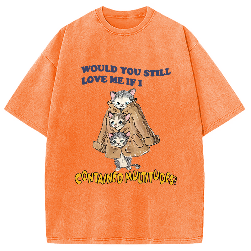 Modecanvas Would You Still Love Me If I Contained Multitudes DTG Printing Washed T-Shirt
