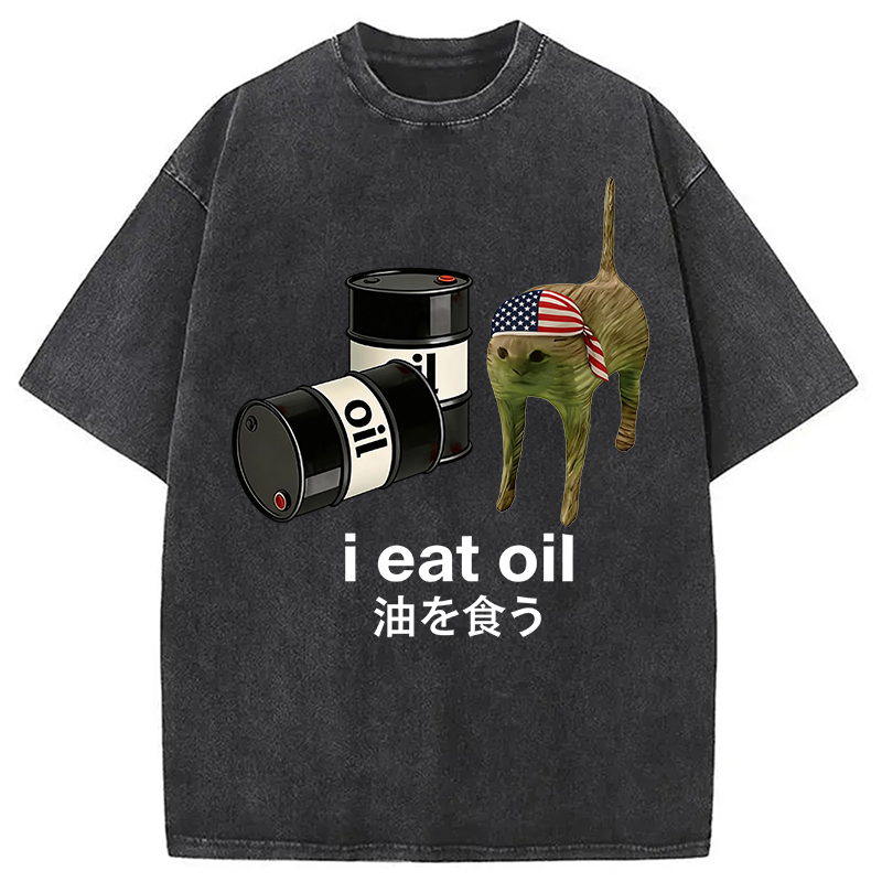 Modecanvas I Eat Oil DTG Printing Washed T-Shirt