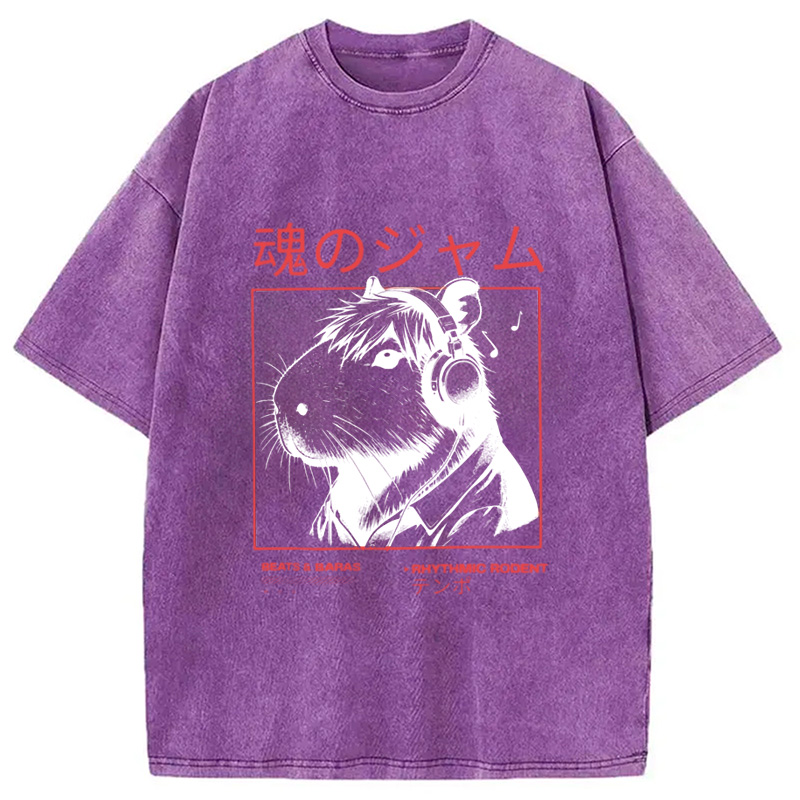 Modecanvas Japanese Capybara Soul Jam Washed T-Shirt