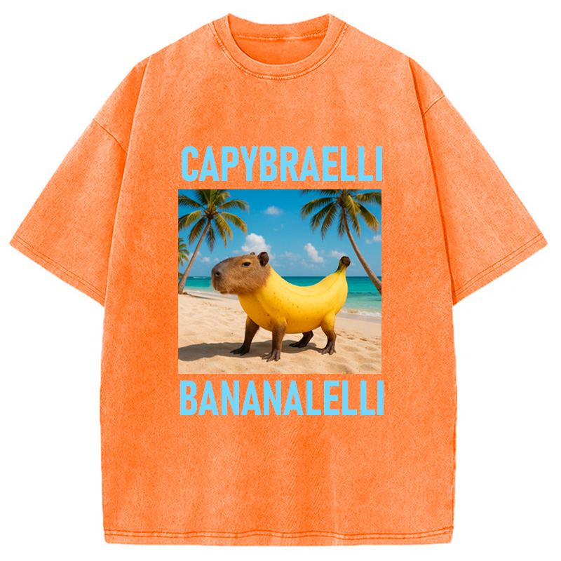 Modecanvas Capybara Banana Brainrot Washed T-Shirt