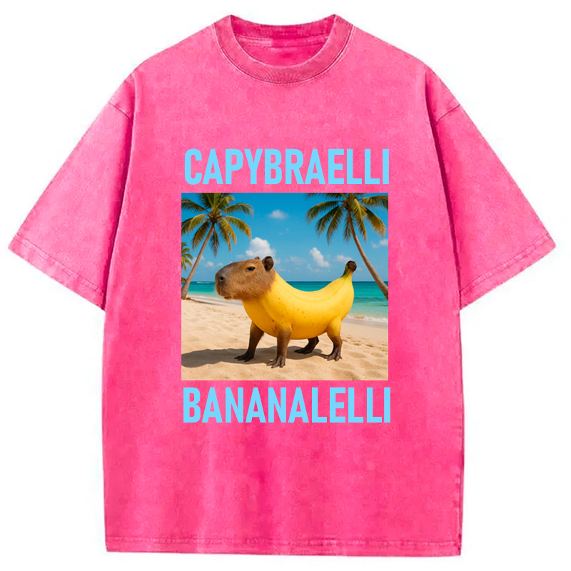Modecanvas Capybara Banana Brainrot Washed T-Shirt