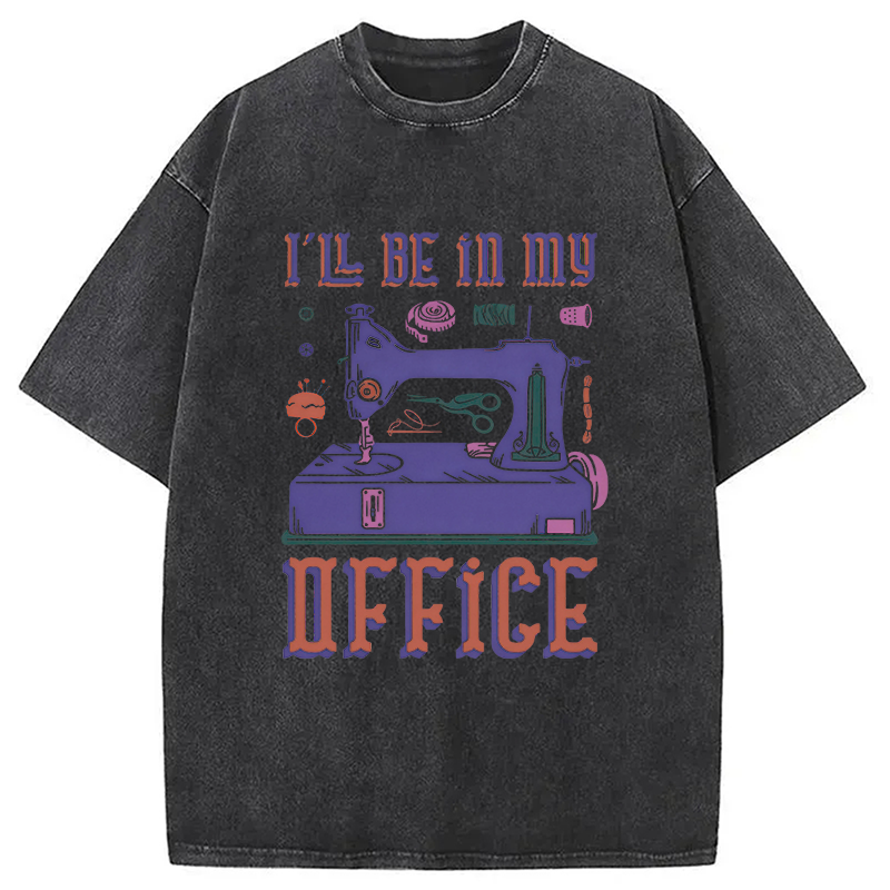 Modecanvas Funny Sewing Machine Seamstress Tailor DTG Printing Washed T-Shirt