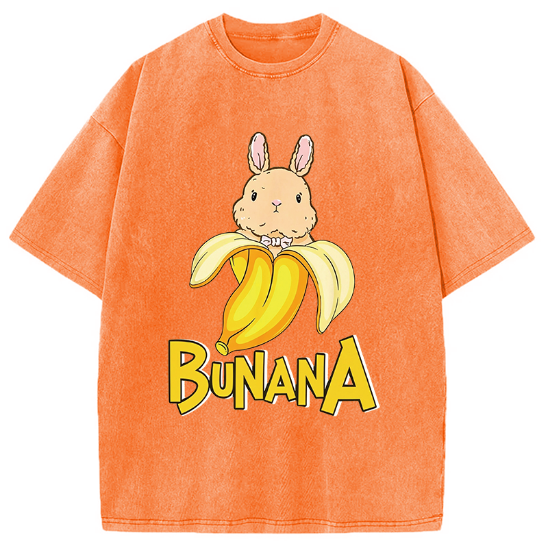 Modecanvas Funny Banana Bunny DTG Printing Washed T-Shirt