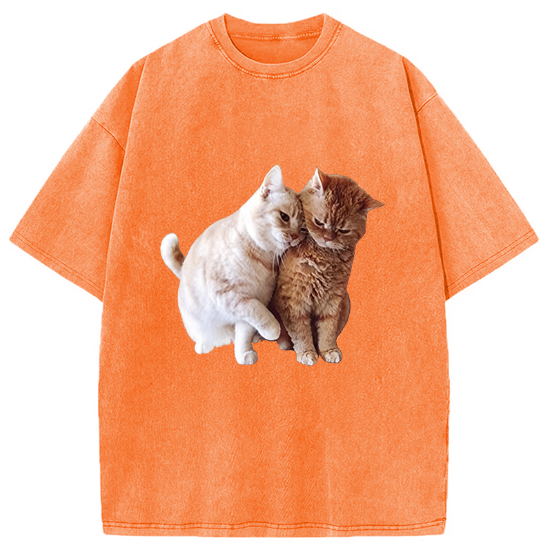Modecanvas Gentle Cats DTG Printing Washed T-Shirt