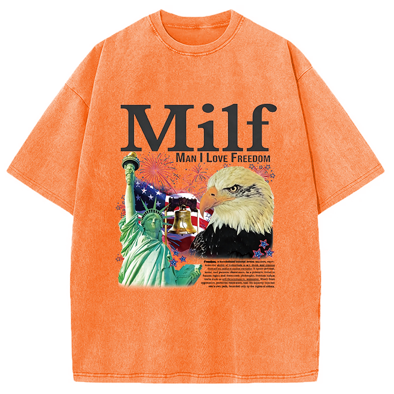 Modecanvas Man I Love Freedom DTG Printing Washed T-Shirt