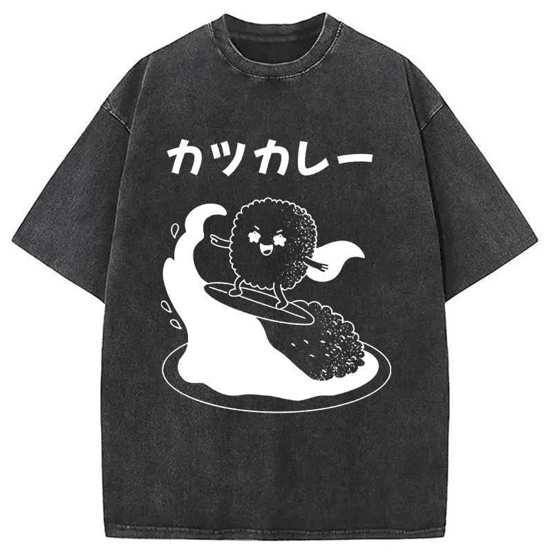 Modecanvas Surfer Sushi DTG Printing Washed T-Shirt