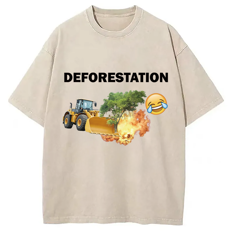 Modecanvas Deforestation DTG Printing Washed T-Shirt