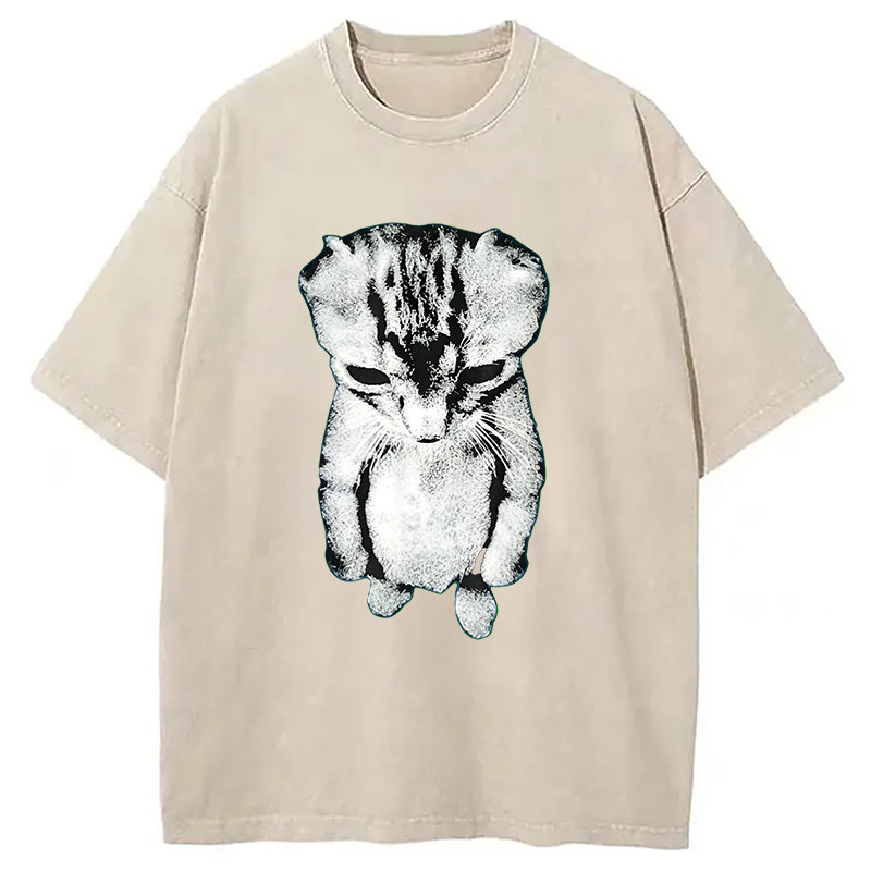 Modecanvas El Gato Munchkin Kitten DTG Printing Washed T-Shirt