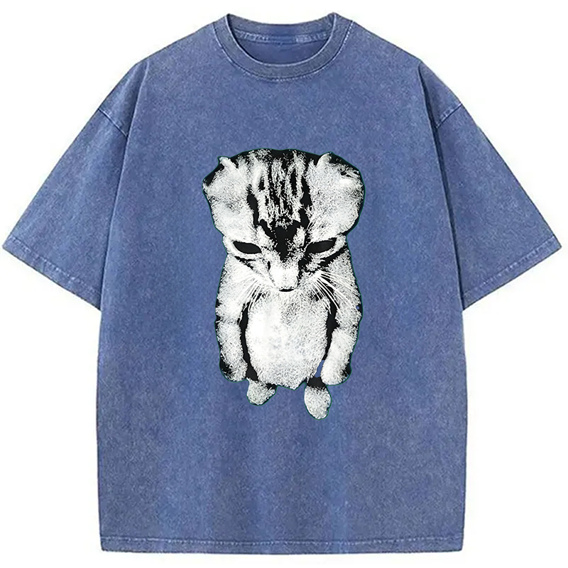 Modecanvas El Gato Munchkin Kitten DTG Printing Washed T-Shirt