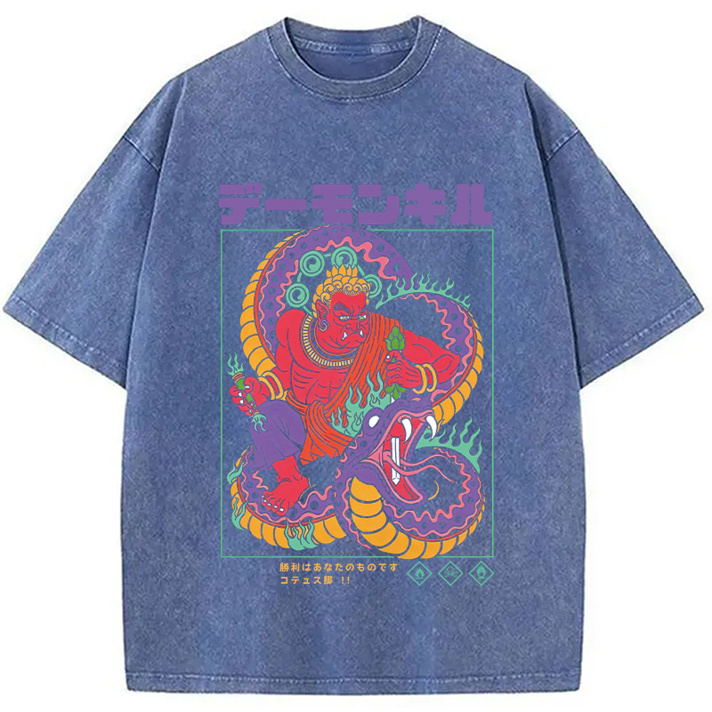 Modecanvas Demon Kill DTG Printing Washed T-Shirt