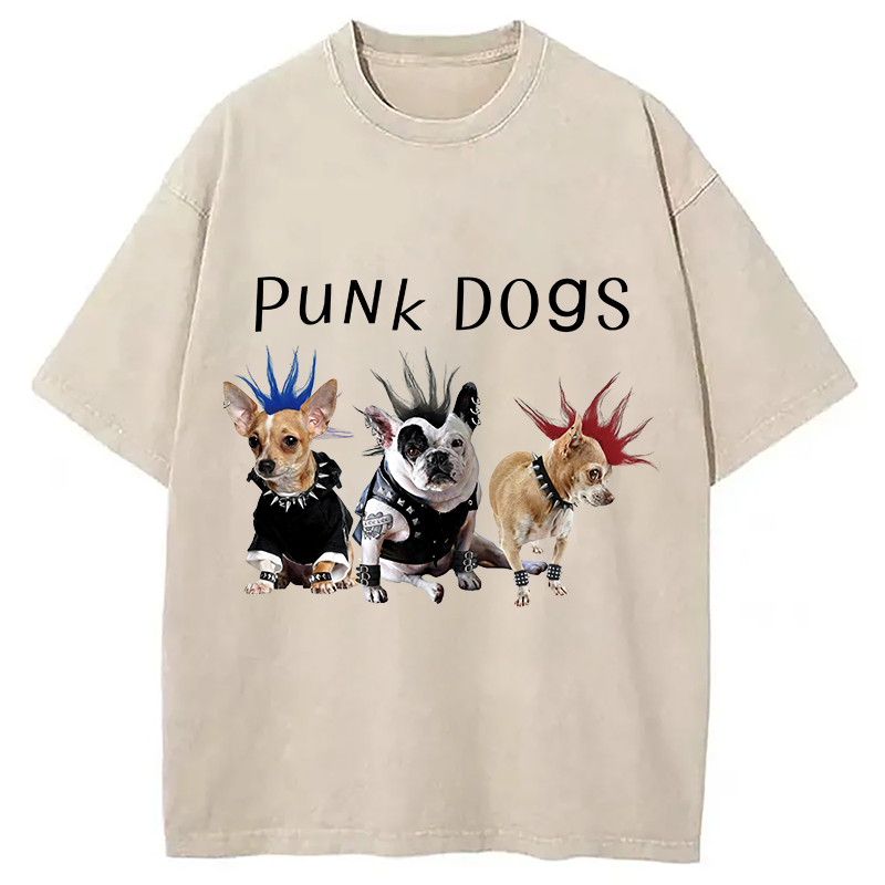 Modecanvas Punk Dogs DTG Printing Washed T-Shirt