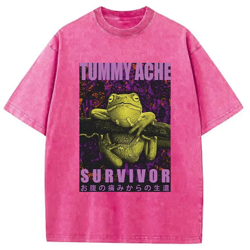 Modecanvas A Frog With Stomachache Washed T-Shirt