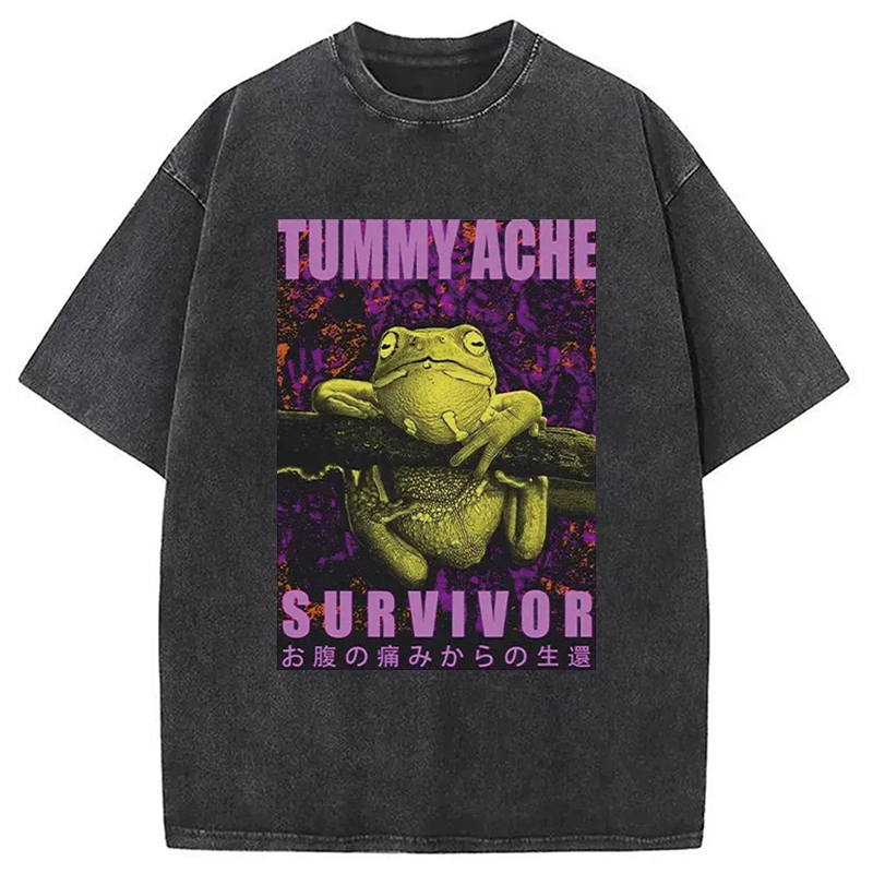 Modecanvas A Frog With Stomachache Washed T-Shirt