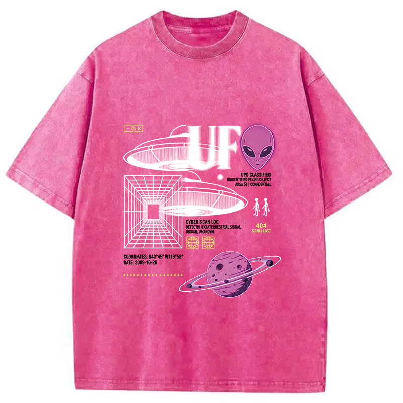 Modecanvas Cosmic Signal Alien Archive DTG Printing Washed T-Shirt
