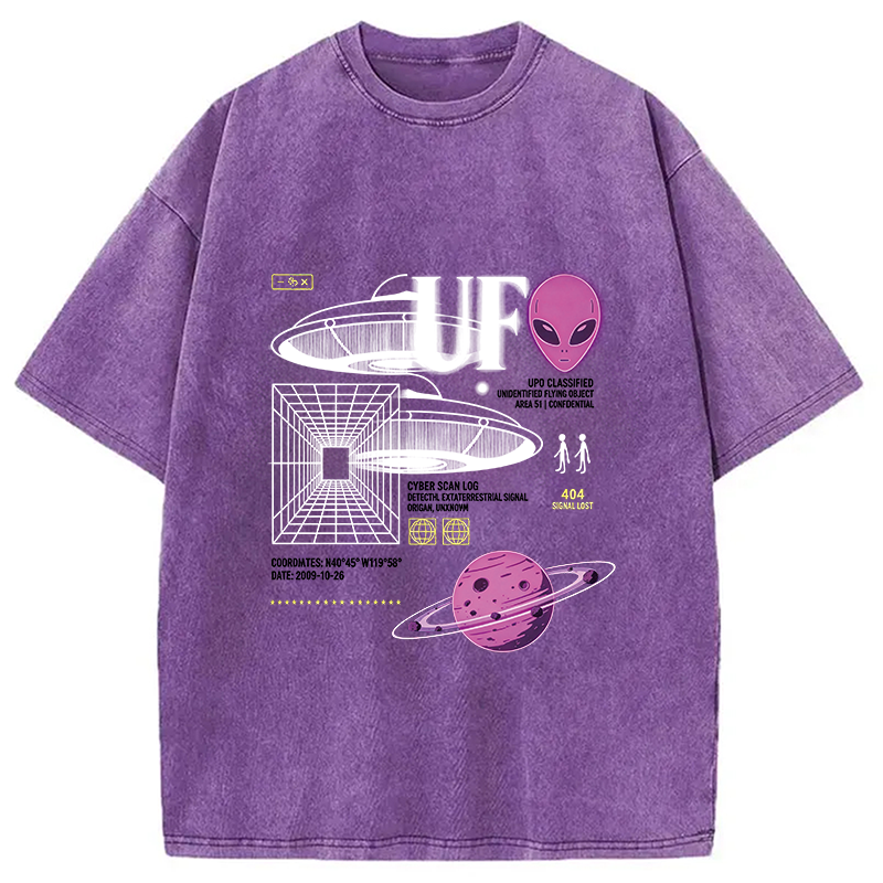 Modecanvas Cosmic Signal Alien Archive DTG Printing Washed T-Shirt