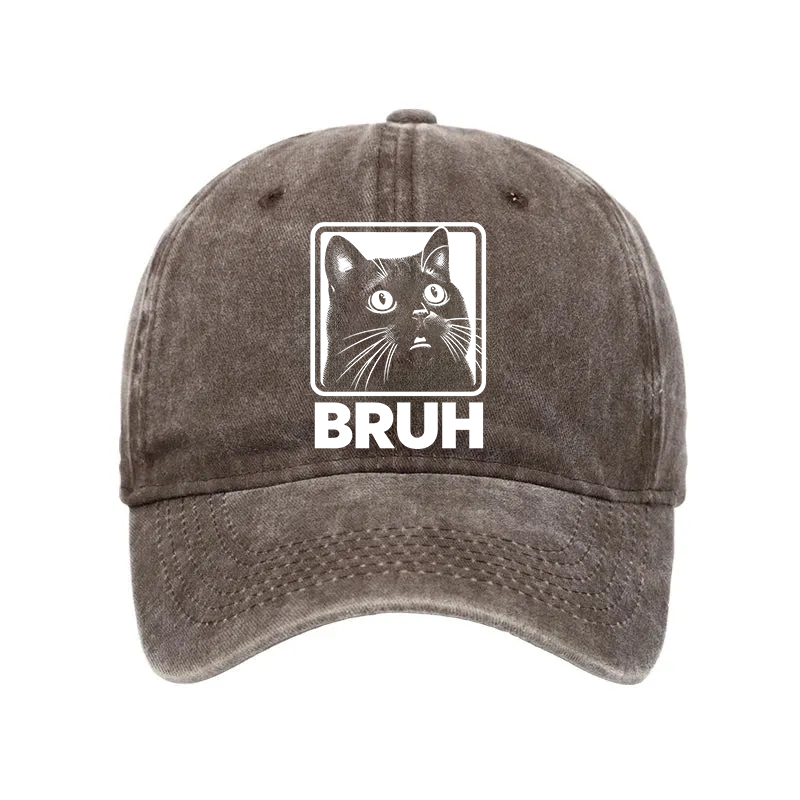 Modecanvas BRUH Cat Washed Cap-modecanvas