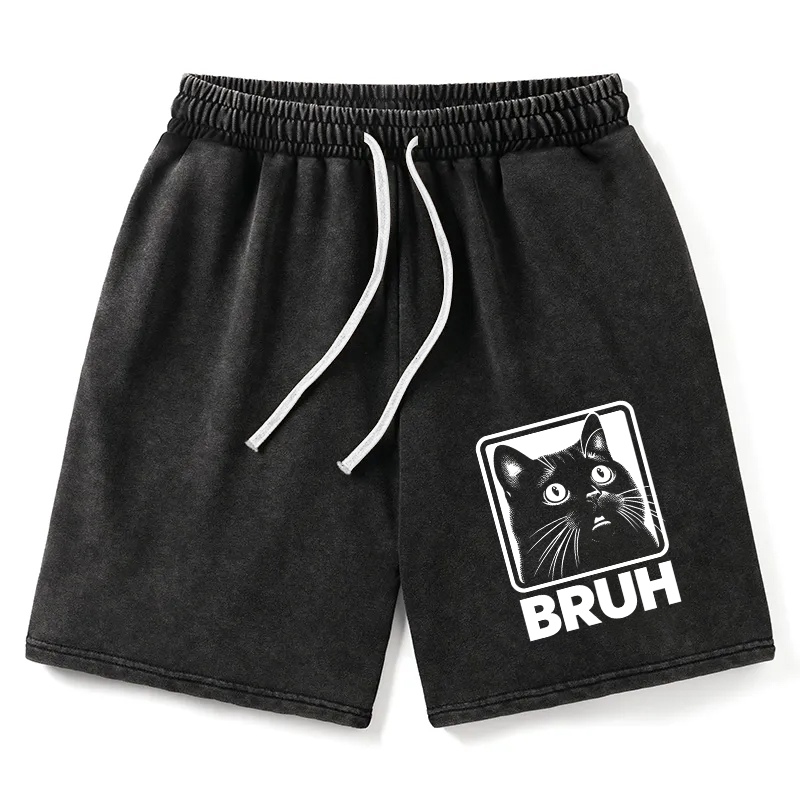 Modecanvas BRUH Cat Washed Short