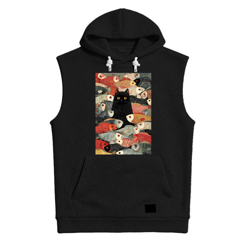 Modecanvas Black Cat Koi Fish Hooded Tank