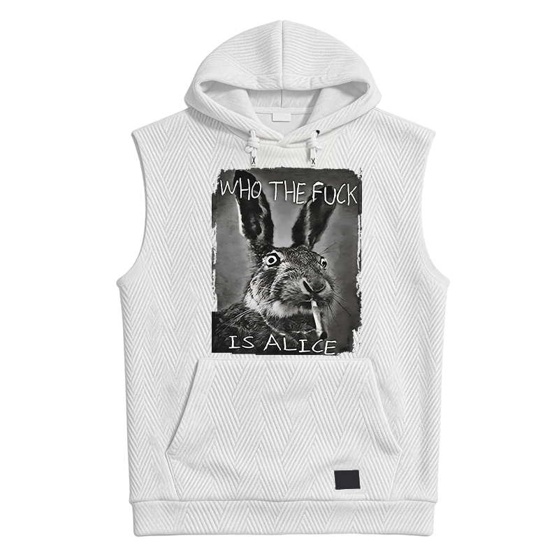 Modecanvas Who The F*ck Is Alice Rabbit Funny Hooded Tank