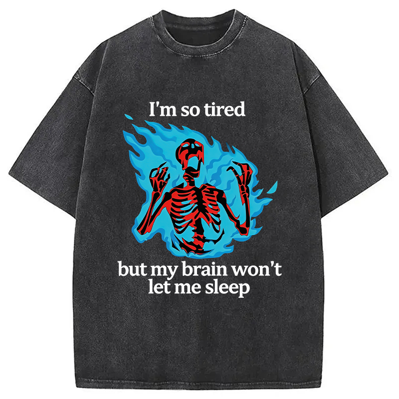 Modecanvas Tired Skeleton On Fire DTG Printing Washed T-Shirt