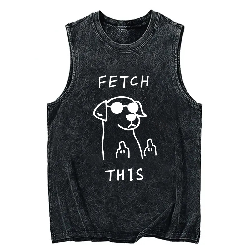 Modecanvas Rebellious Dog DTG Printing Washed Tank-modecanvas