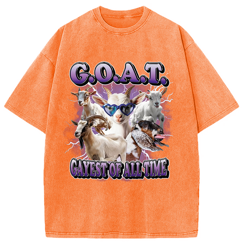 Modecanvas GOAT Gayest Of All Time DTG Printing Washed T-Shirt