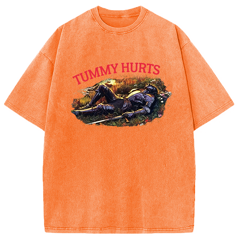 Modecanvas Tummy Hurts Knight DTG Printing Washed T-Shirt
