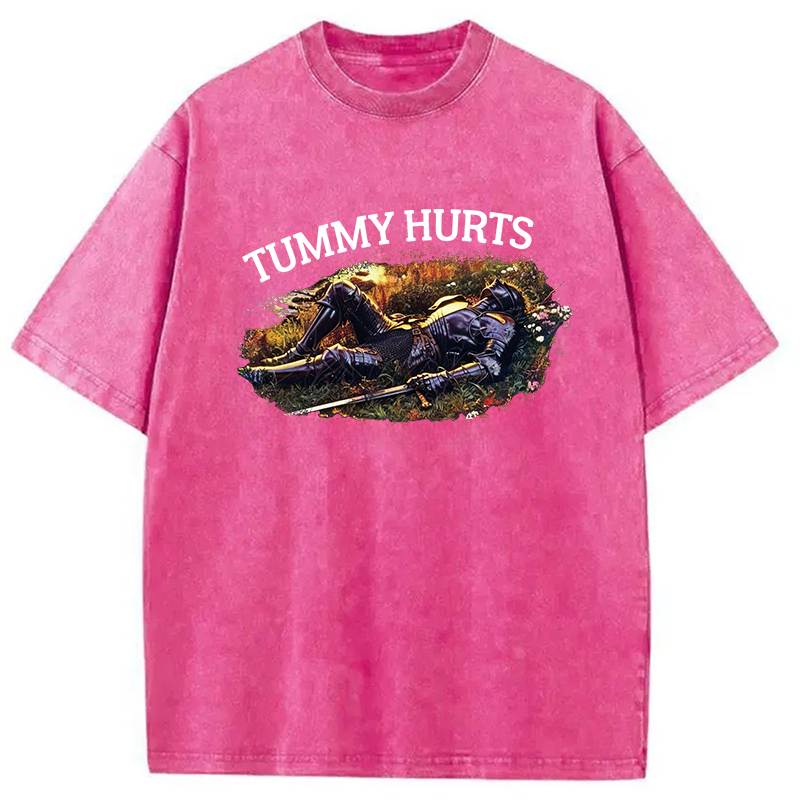 Modecanvas Tummy Hurts Knight DTG Printing Washed T-Shirt