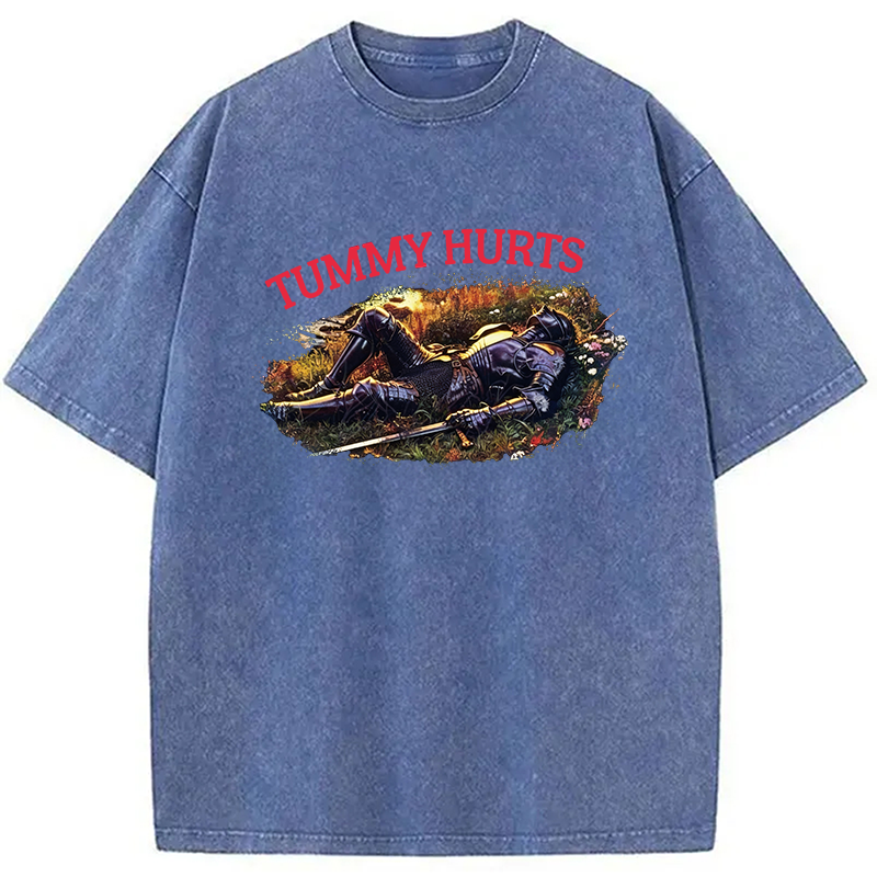 Modecanvas Tummy Hurts Knight DTG Printing Washed T-Shirt