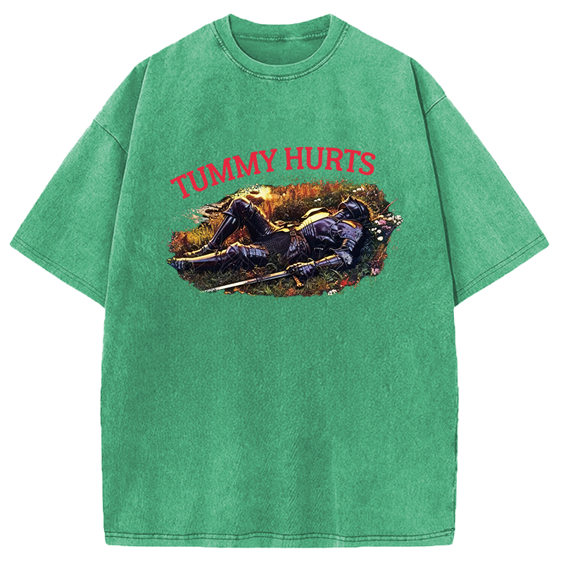 Modecanvas Tummy Hurts Knight DTG Printing Washed T-Shirt