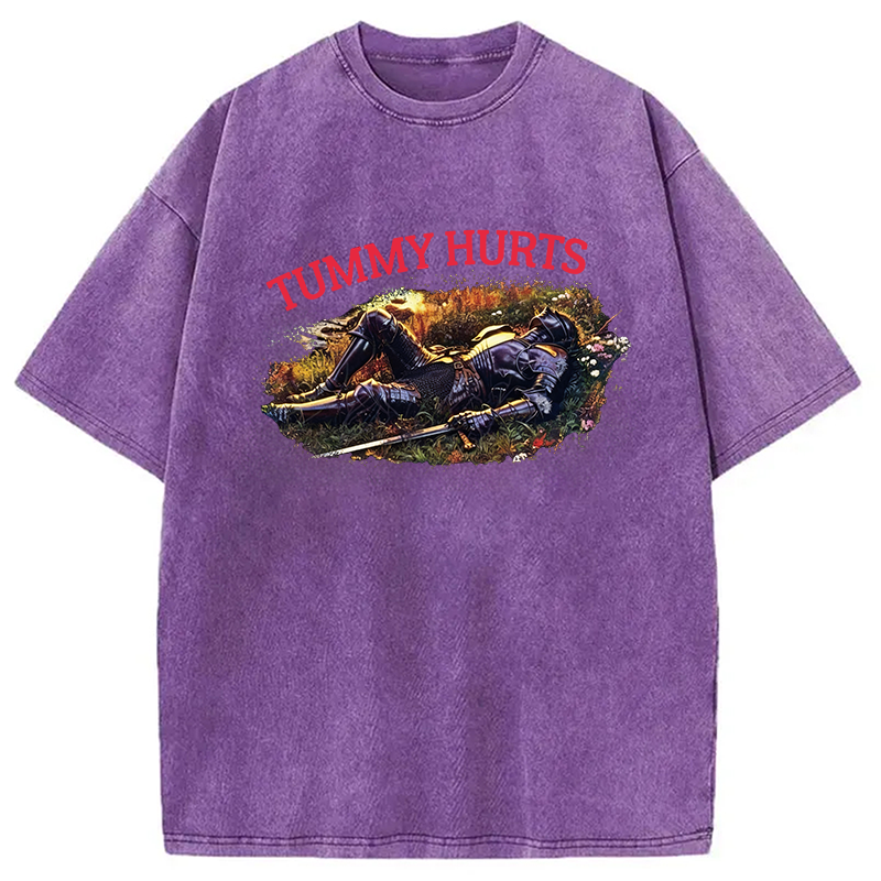 Modecanvas Tummy Hurts Knight DTG Printing Washed T-Shirt