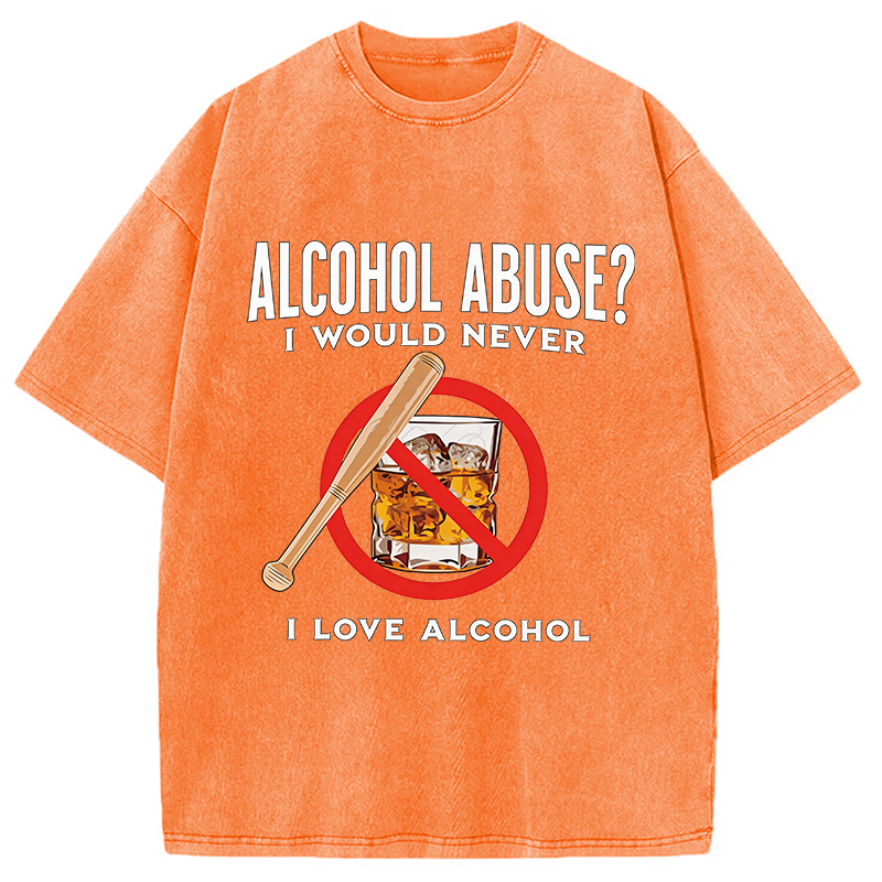 Modecanvas Alcohol Abuser Funny DTG Printing Washed T-Shirt
