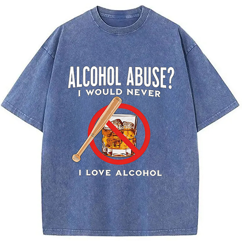 Modecanvas Alcohol Abuser Funny DTG Printing Washed T-Shirt