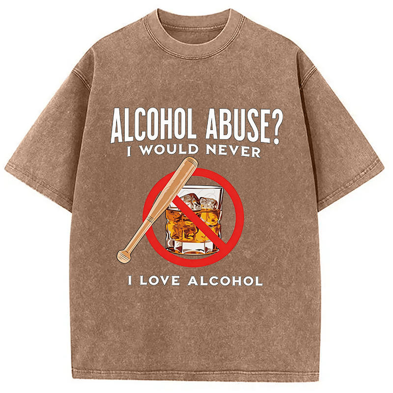 Modecanvas Alcohol Abuser Funny DTG Printing Washed T-Shirt