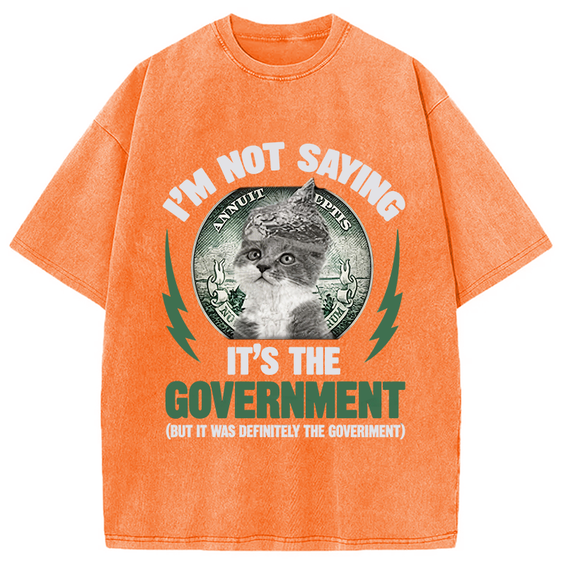 Modecanvas Government Conspiracy Cat DTG Printing Washed T-Shirt