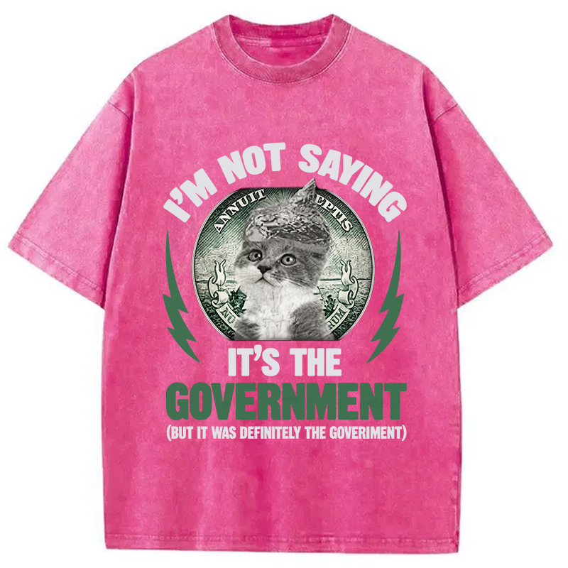 Modecanvas Government Conspiracy Cat DTG Printing Washed T-Shirt