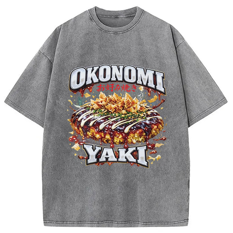 Modecanvas Ironic Okonomiyaki Meme DTG Printing Washed T-Shirt