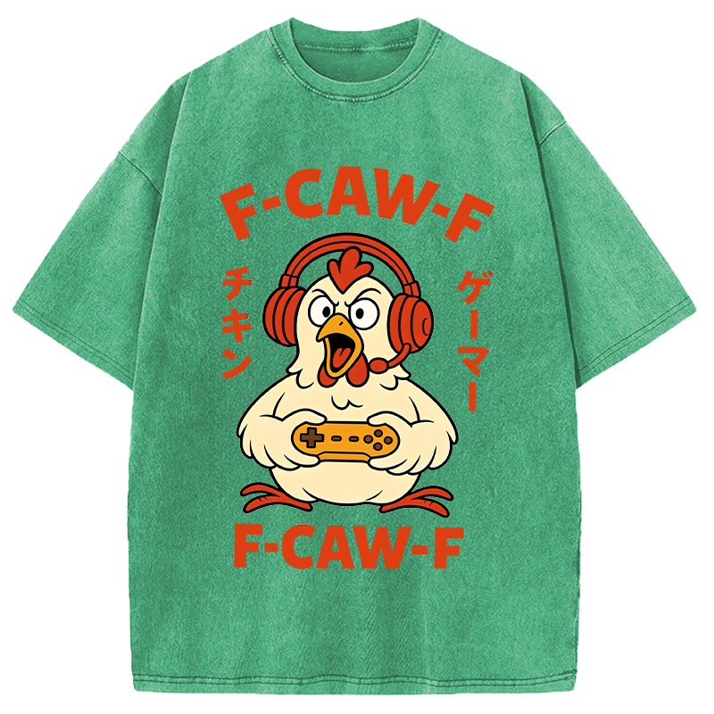 Modecanvas F-Caw-F Chicken Gamer Funny DTG Printing Washed T-Shirt