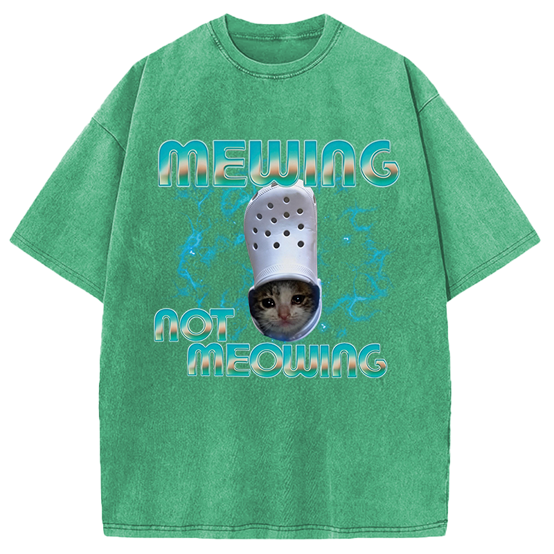 Modecanvas Mewing Not Meowing Cat Ironic DTG Printing Washed T-Shirt