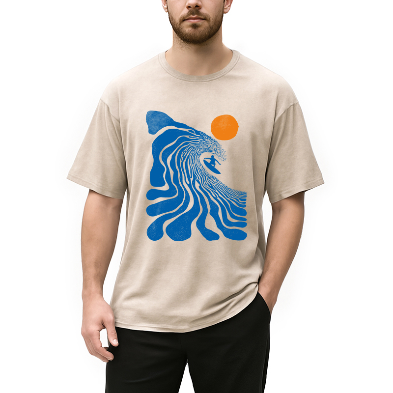 Modecanvas Surfing Time DTG Printing Washed T-Shirt