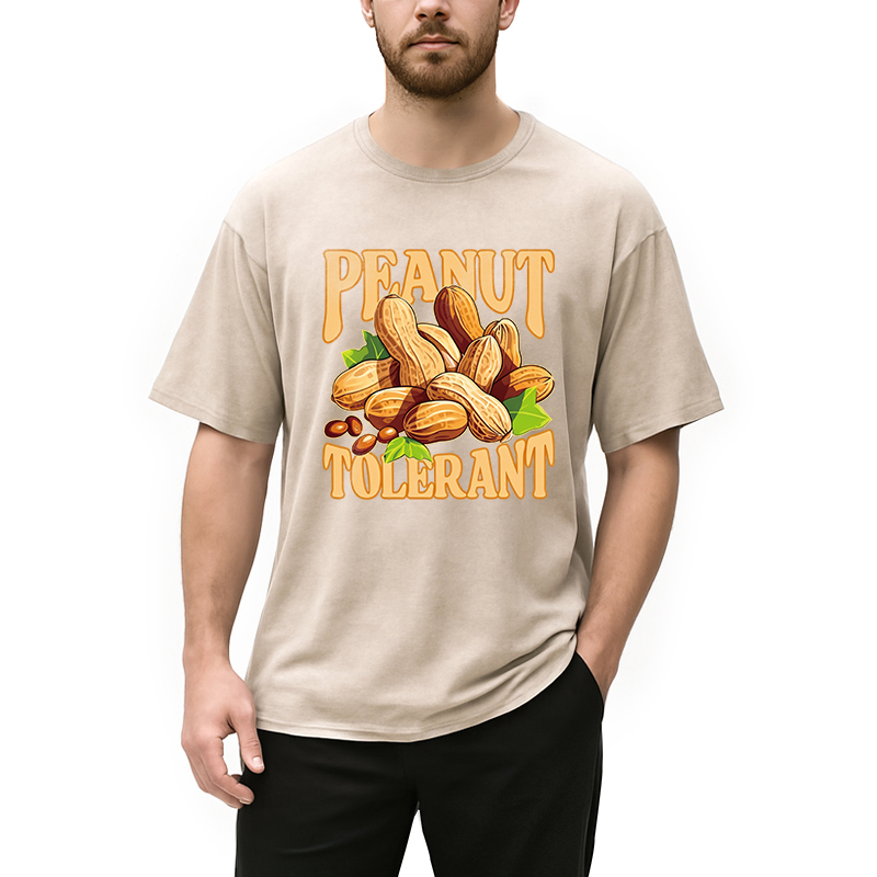 Modecanvas Peanut Tolerant Funny DTG Printing Washed T-Shirt