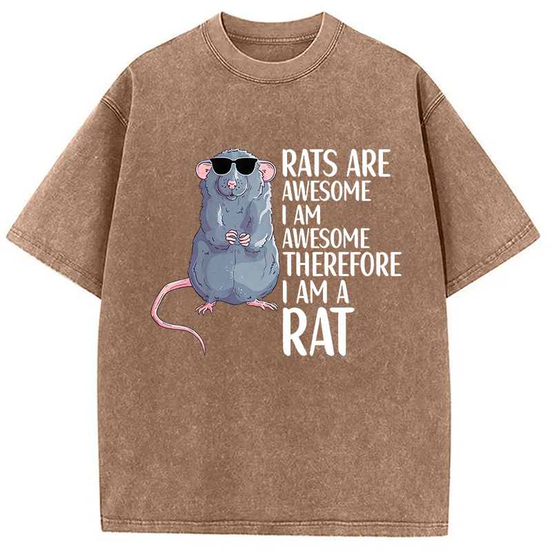 Modecanvas Rats Are Awesome Funny Rat DTG Printing Washed T-Shirt