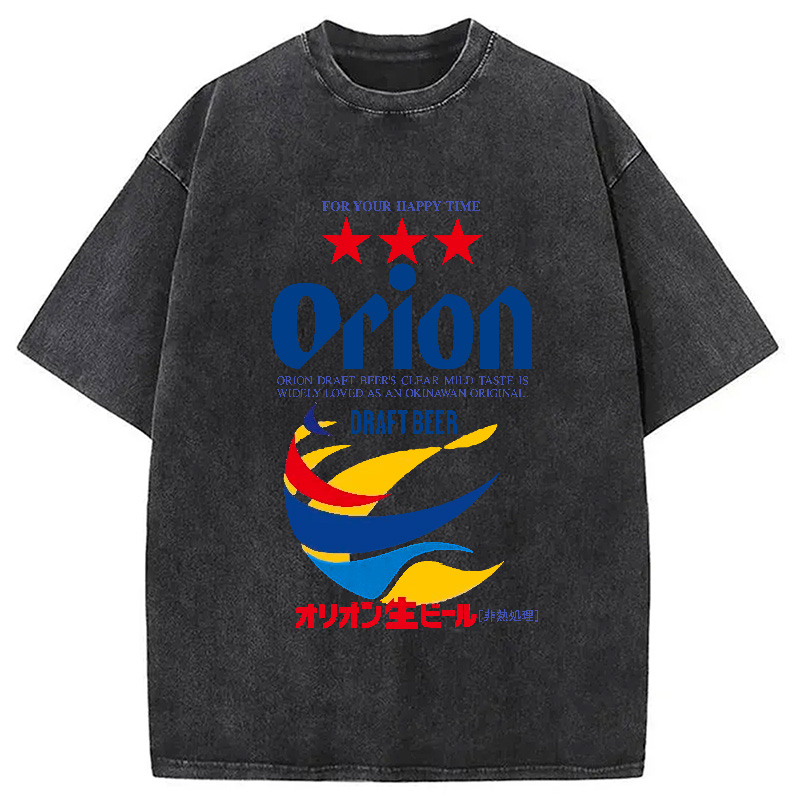 Modecanvas Orion Beer Vintage Japanese Washed T-Shirt-modecanvas