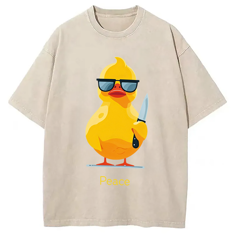 Modecanvas Peace Duck DTG Printing Washed T-Shirt