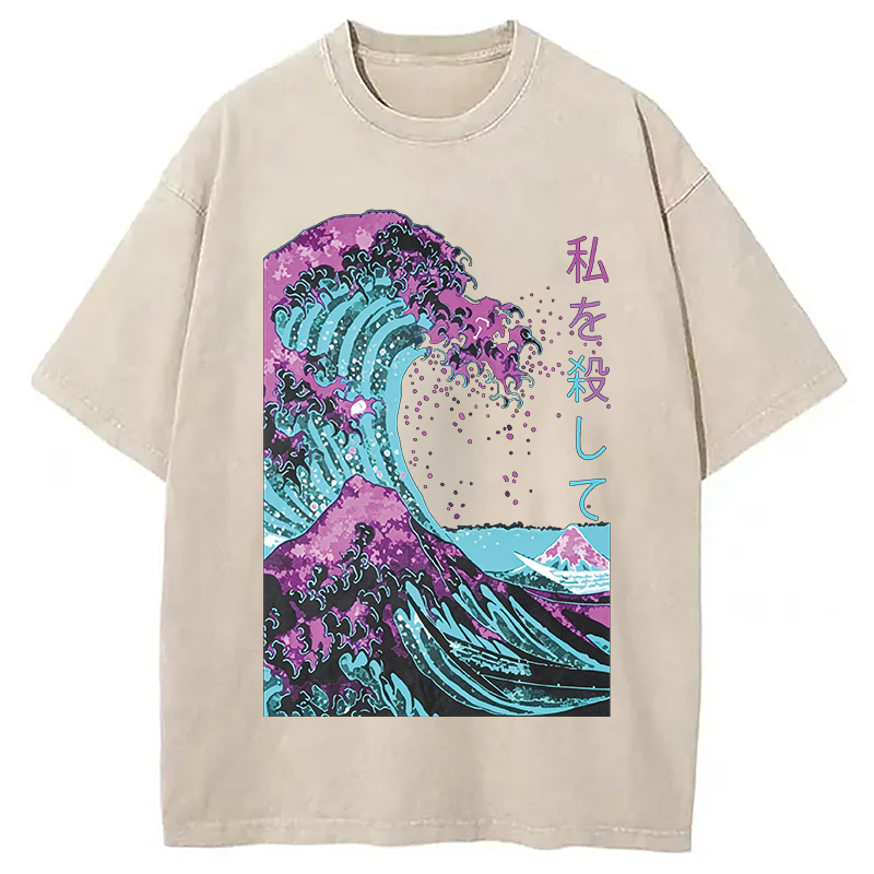 Modecanvas Ocean Kanagawa DTG Printing Washed T-Shirt